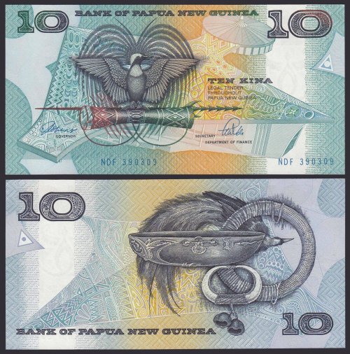 Papua New Guinea 10 Kina Banknote, 19881998, P9b, UNC Papua New Guinea 10 Kina Banknote, 19881998, P9b, UNC